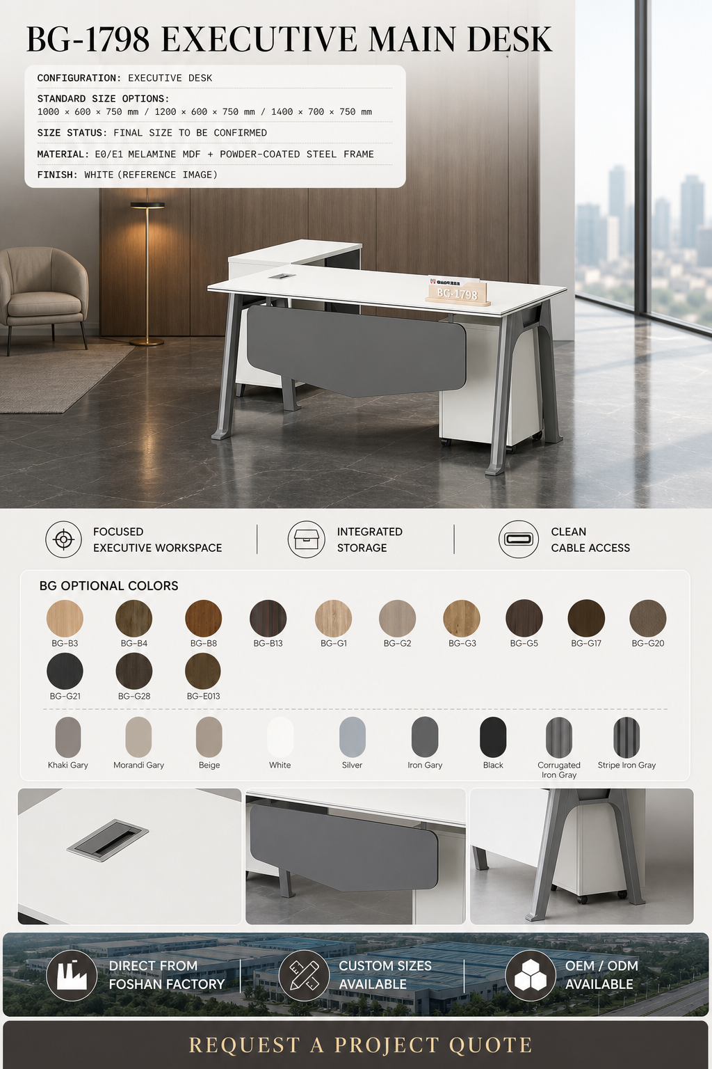 Executive Desk — BG-1798 — Foshan China office furniture manufacturer