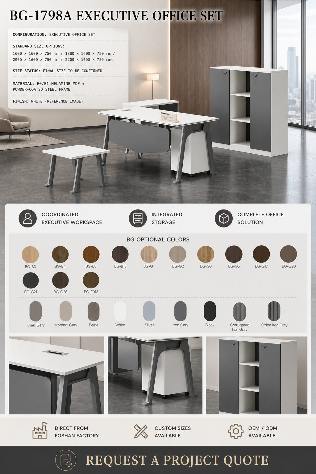 Executive Office Set — BG-1798A — Foshan China office furniture manufacturer