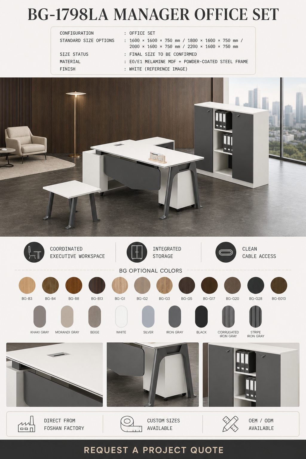 Manager Office Set — BG-1798LA — Foshan China office furniture manufacturer