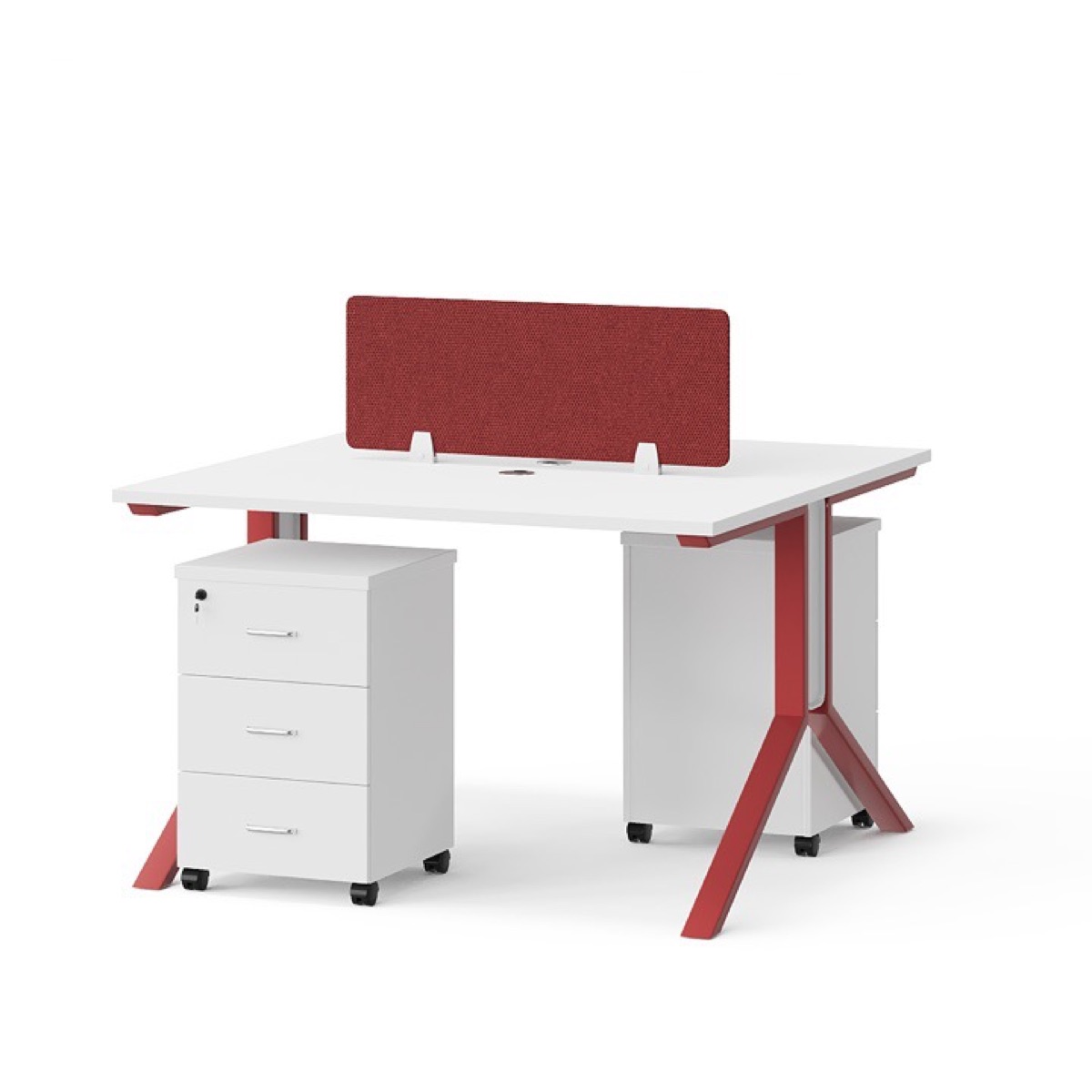 Workstation 2 Orang Aksen Merah — detail fitur 1