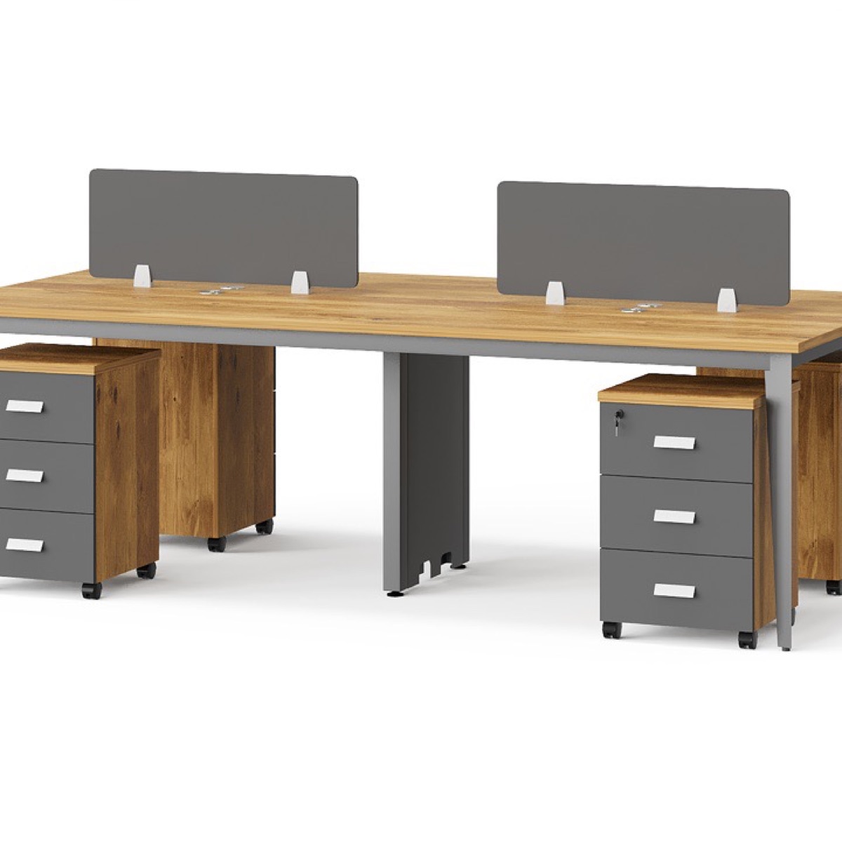 Workstation Kantor 4 Orang + Pedestal — detail fitur 1
