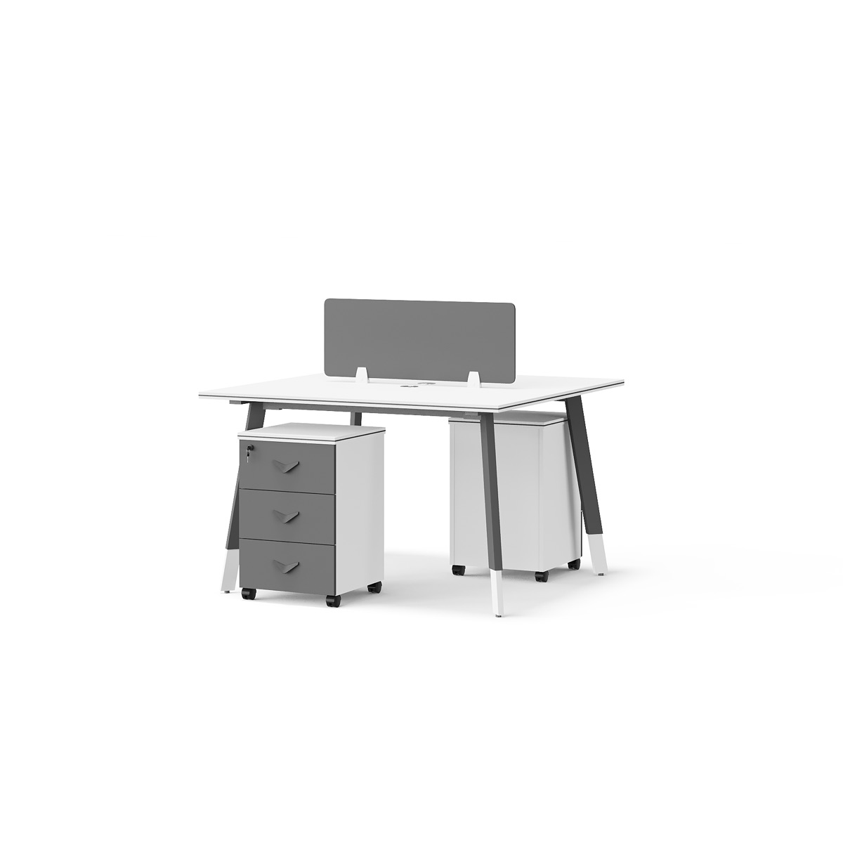 Workstation 2 Orang Screen Abu — BG-2434W12