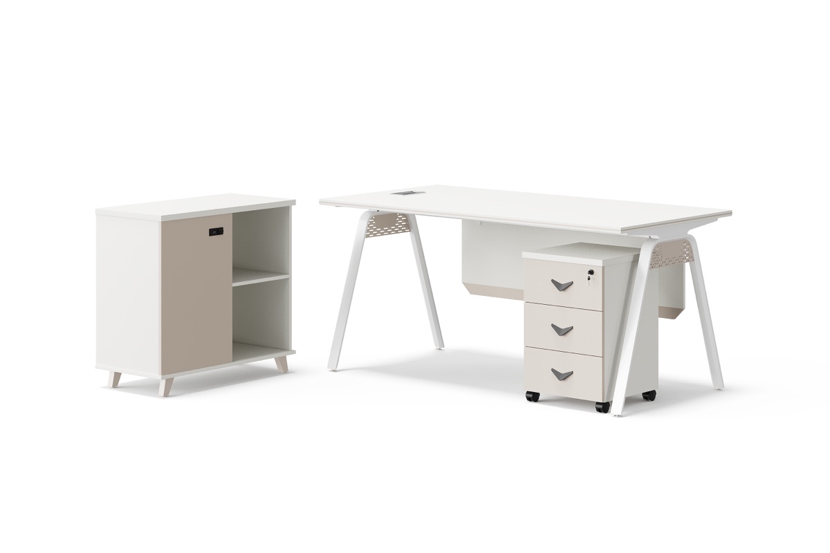 Meja Eksekutif Lurus Putih + Side Cabinet — detail fitur 2