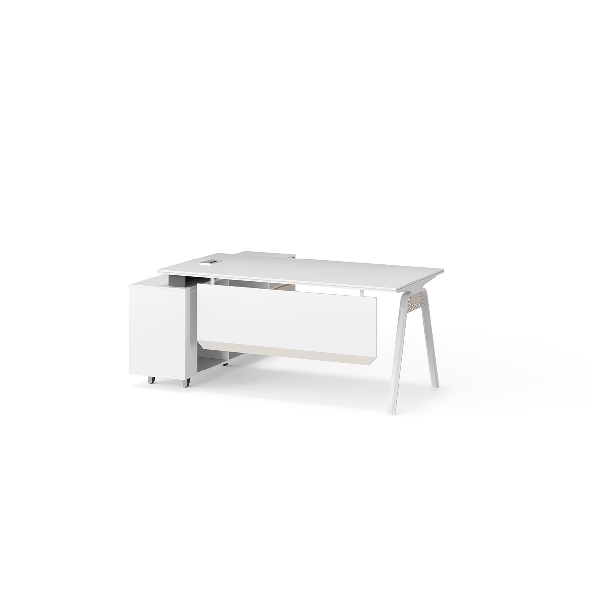 White L-Shape Director Desk — feature detail 2