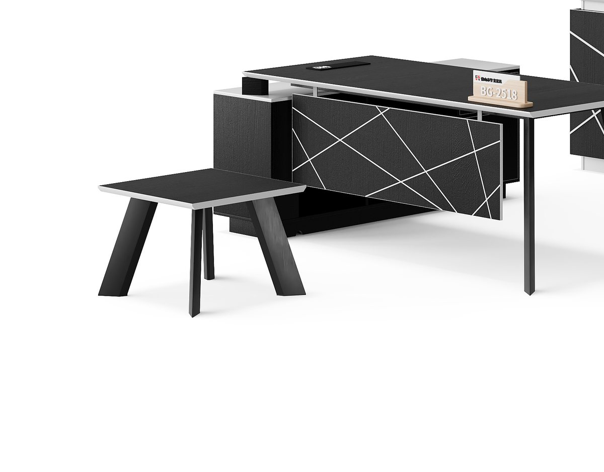 Meja Direktur Hitam Kabinet Geometris — detail fitur 2