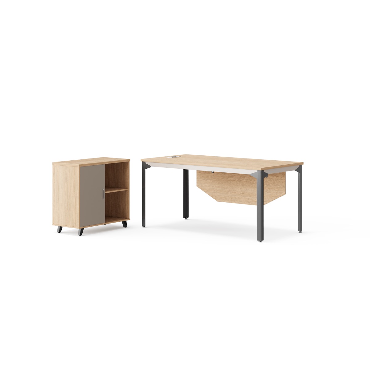 Executive L-Desk with Integrated Cabinet — feature detail 1