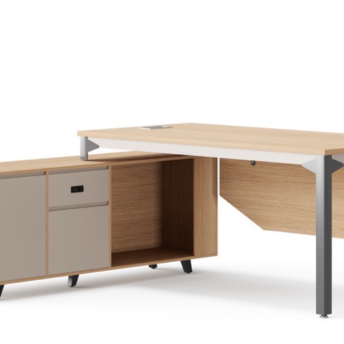 L-Shape Director Desk + Side Cabinet — feature detail 2