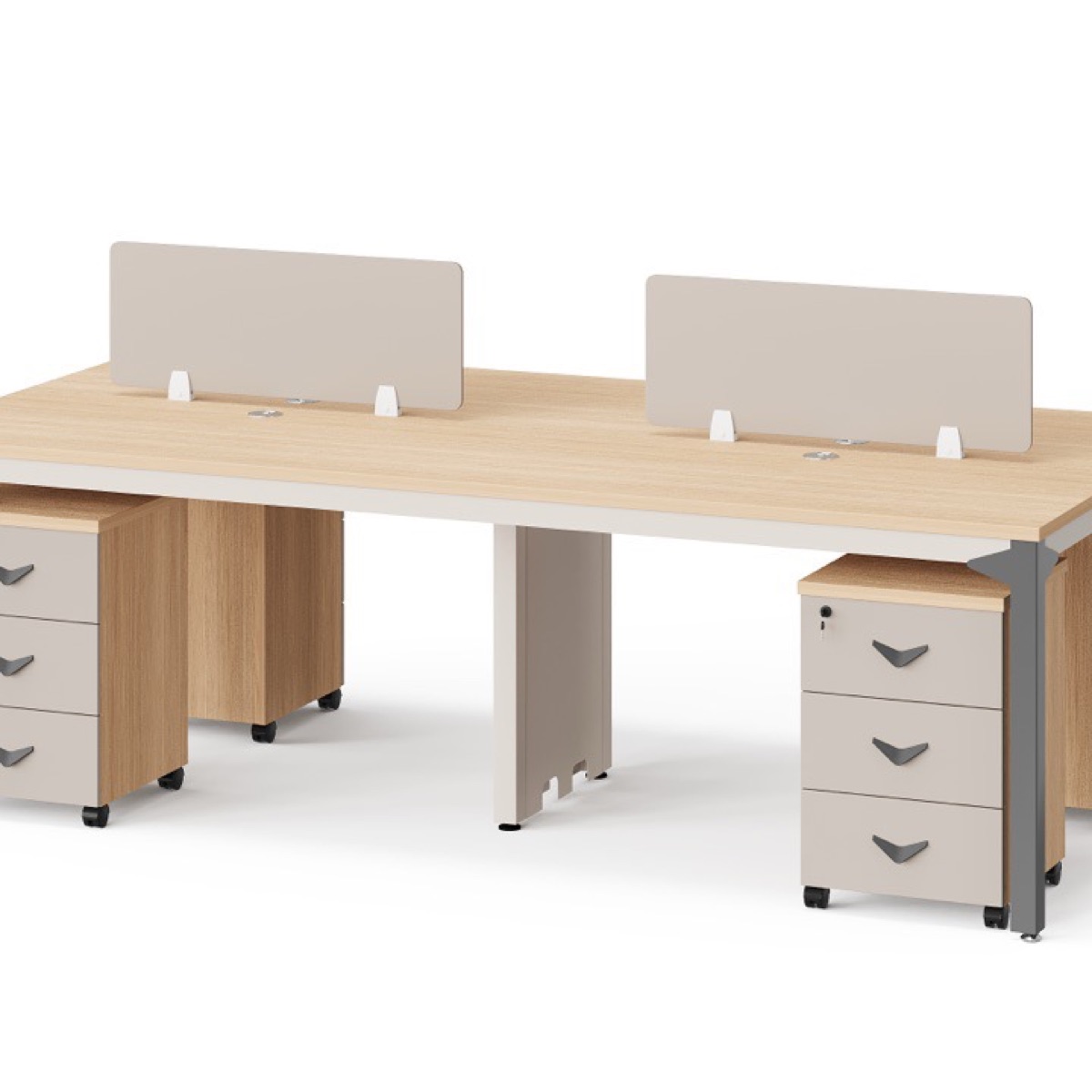 Oak 2-Person Office Workstation Pedestals — feature detail 1