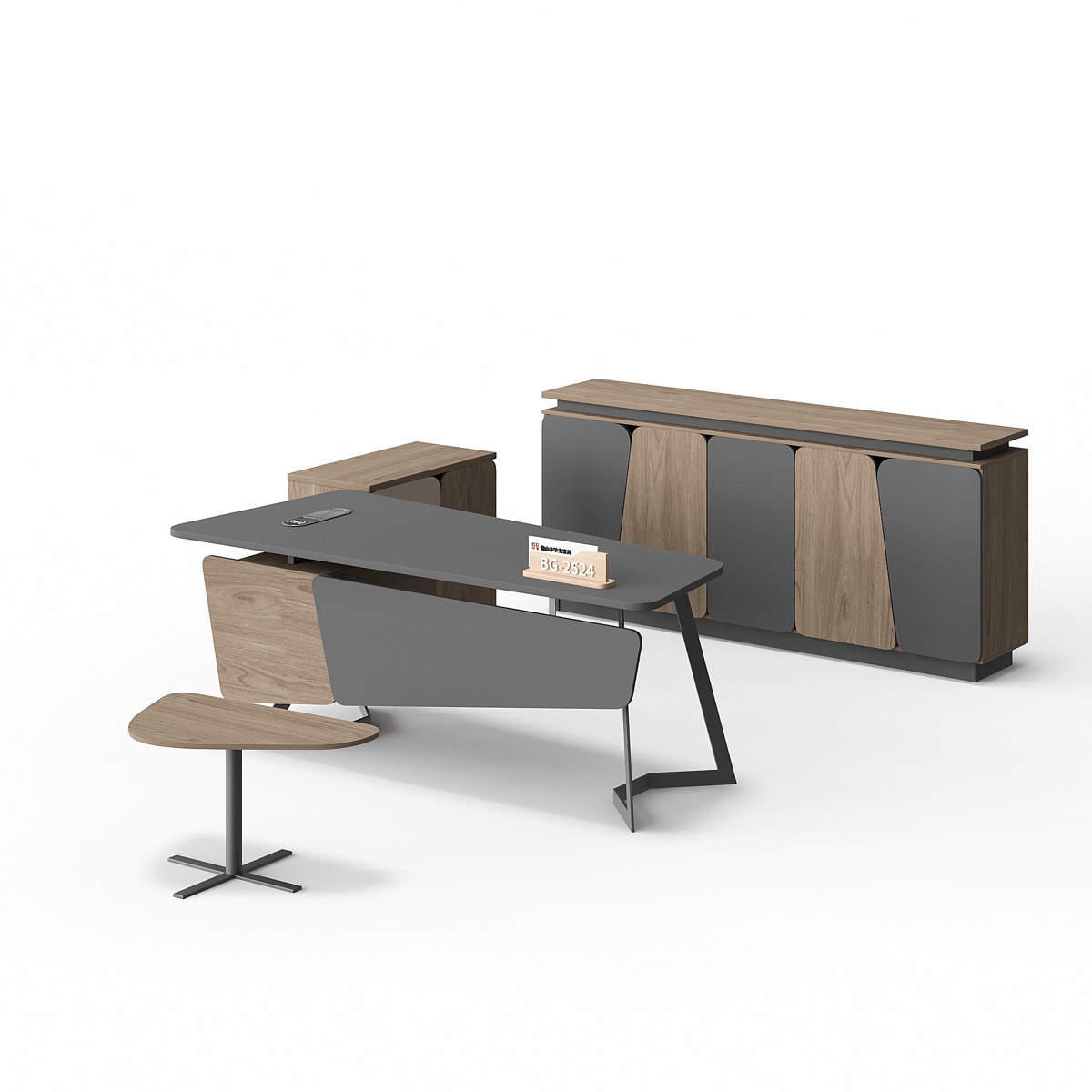 Meja Manajer + Credenza — detail fitur 1