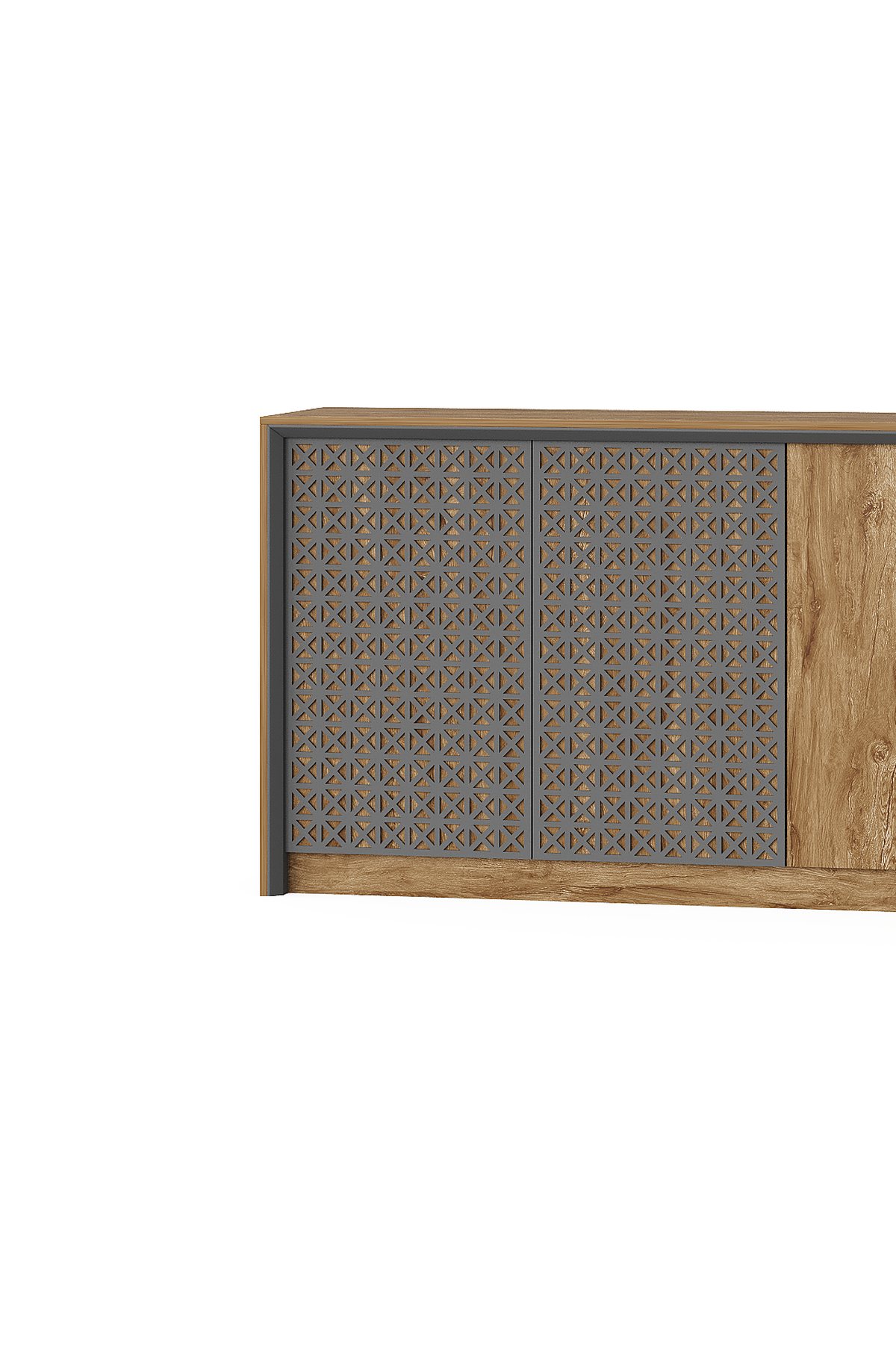 Kabinet Arsip Tiga Pintu Panel Perforasi — detail fitur 1