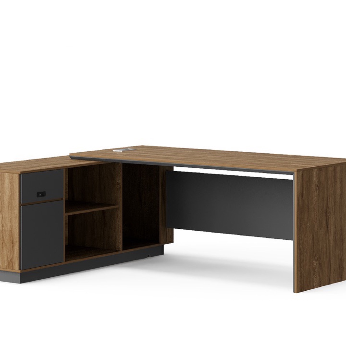 L-Shape Director Desk with Perforated Panel — feature detail 1