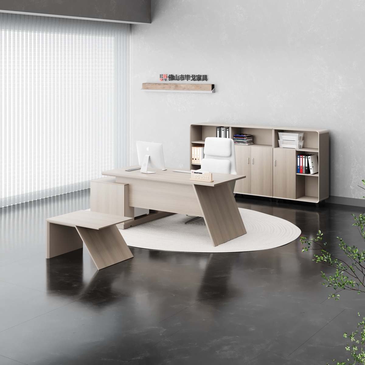 Meja Eksekutif L-Shape Finishing Lengkap — detail fitur 1