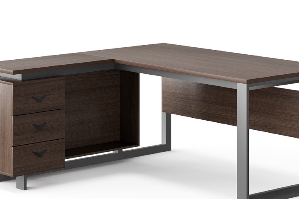 L-Shape Director Desk Steel Frame 3 Drawers — feature detail 1