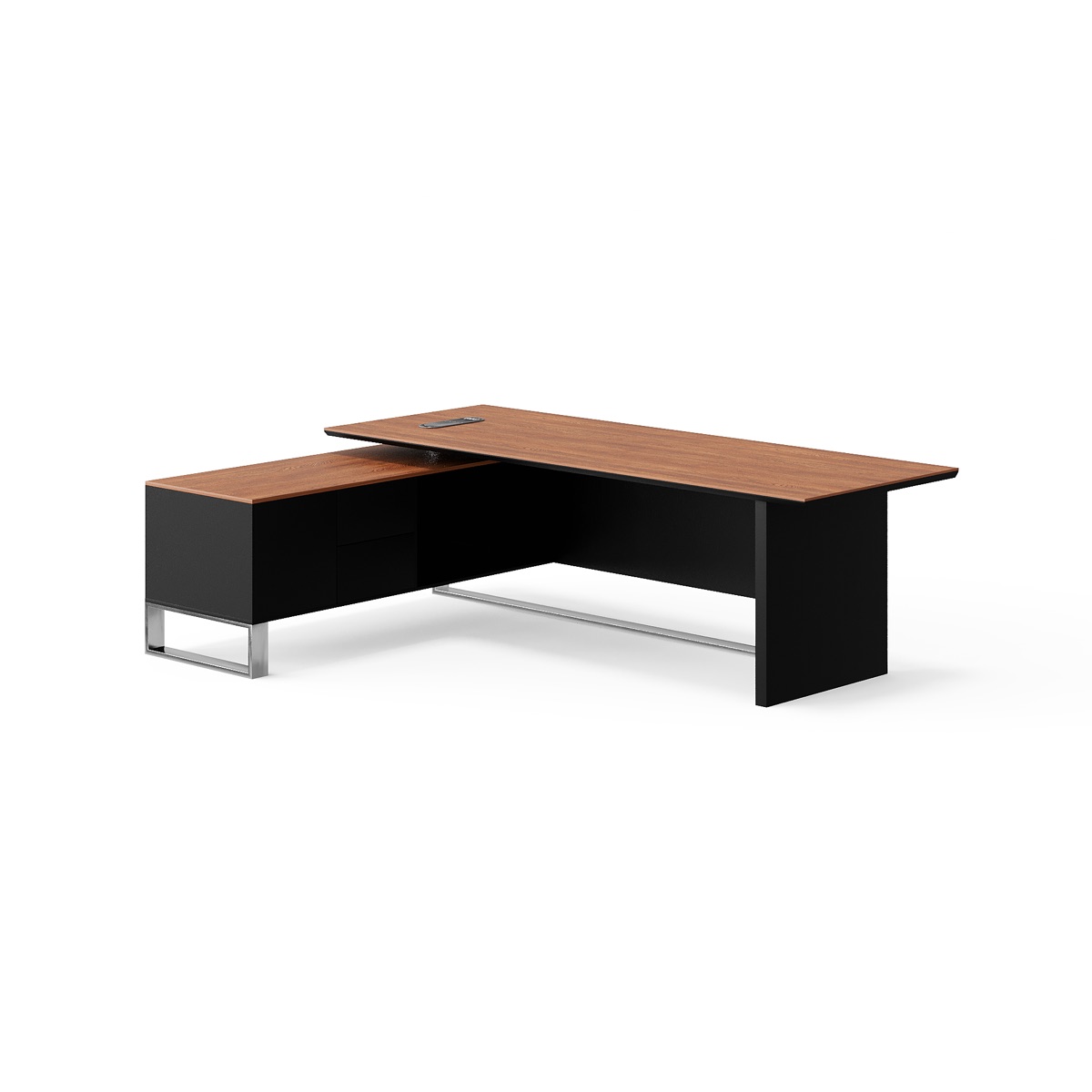 Meja Direktur L-Shape Kabinet Hitam — BG-2533L