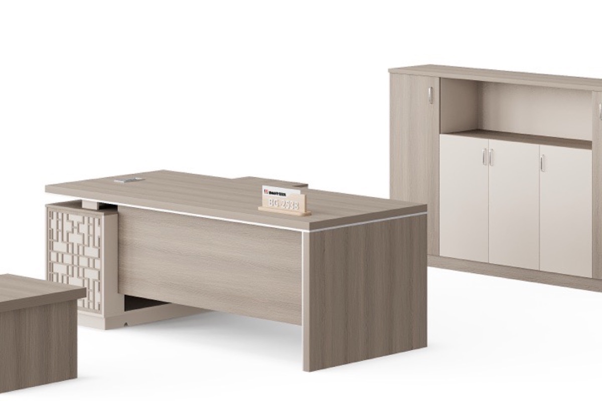 Meja Eksekutif L-Shape Premium — detail fitur 1