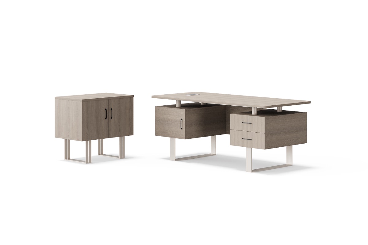 L-Shape Director Desk, Geometric Panel — feature detail 1