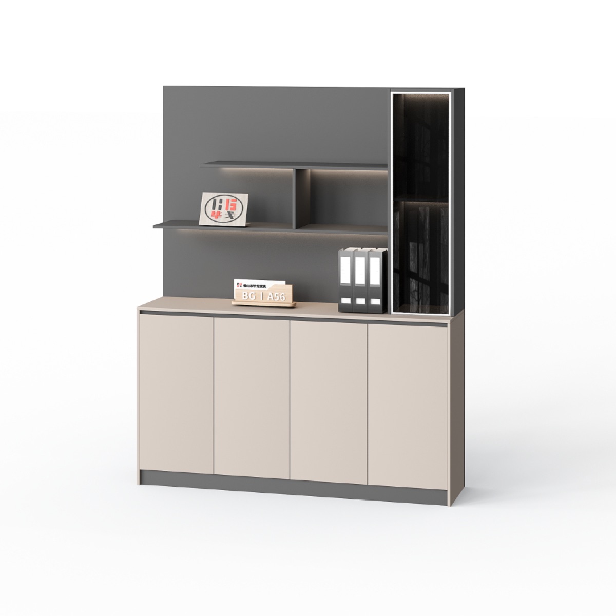 L-Shape Director Desk, Geometric Panel — feature detail 2