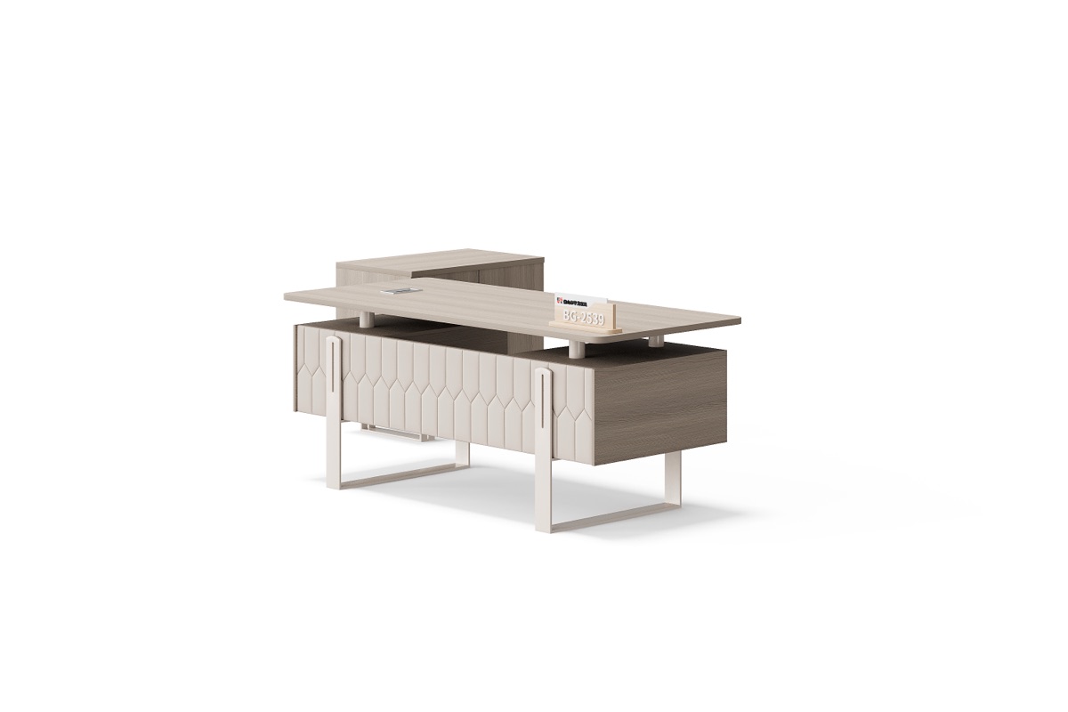 Meja Direktur L-Shape Panel Geometris — BG-2539