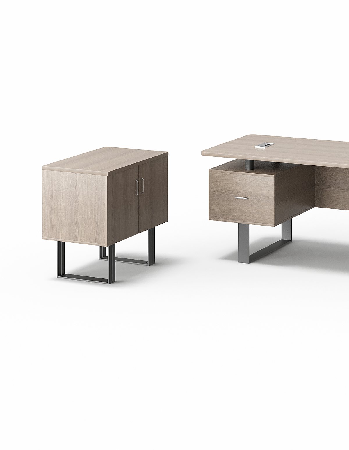 Meja Manajer Kabinet Samping Oak Terang — detail fitur 1