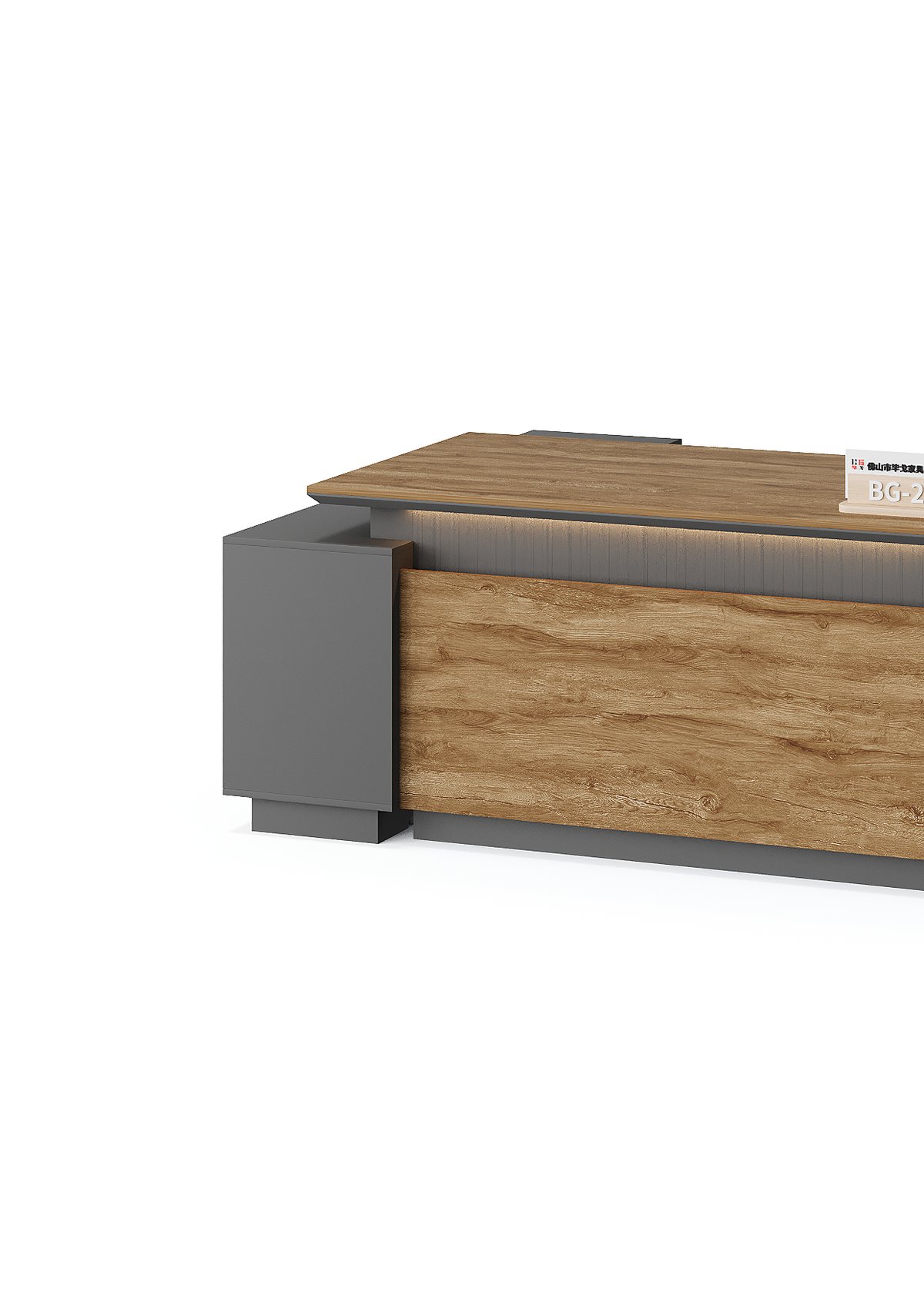 Meja Resepsionis 180 cm Kayu Oak LED — detail fitur 1