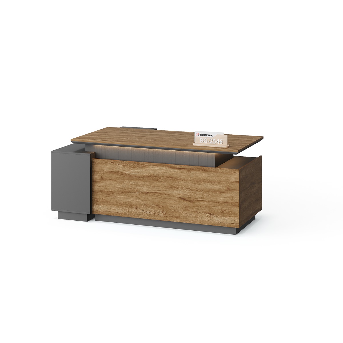 Meja Resepsionis 180 cm Kayu Oak LED — BG-2546-1800-G2 — Foshan China office furniture manufacturer