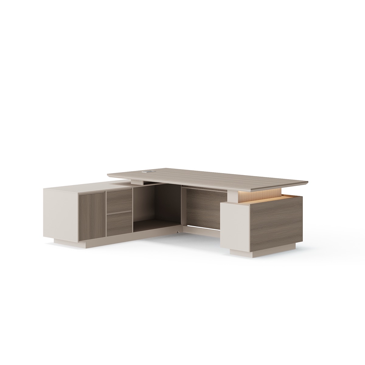 Meja Direktur L-Shape Storage Terintegrasi — BG-2546L