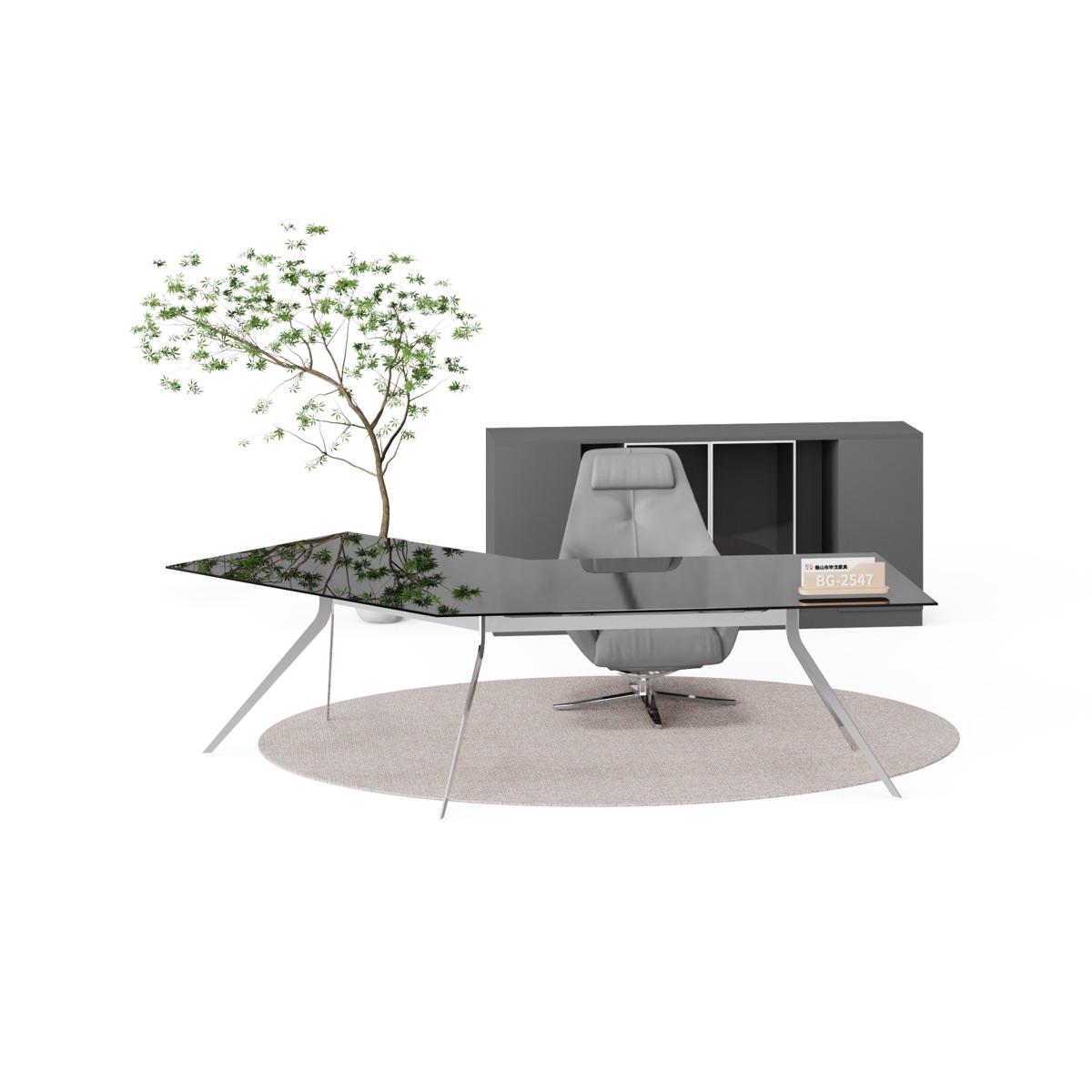 2400 mm Executive Desk Set with Cabinet — feature detail 1