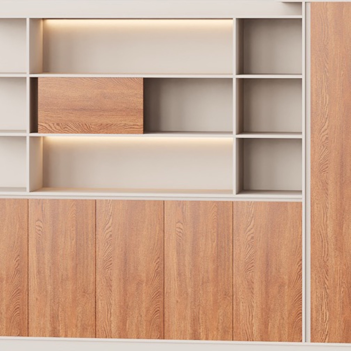 Kabinet Modular LED Pintu + Rak Kubus — detail fitur 2