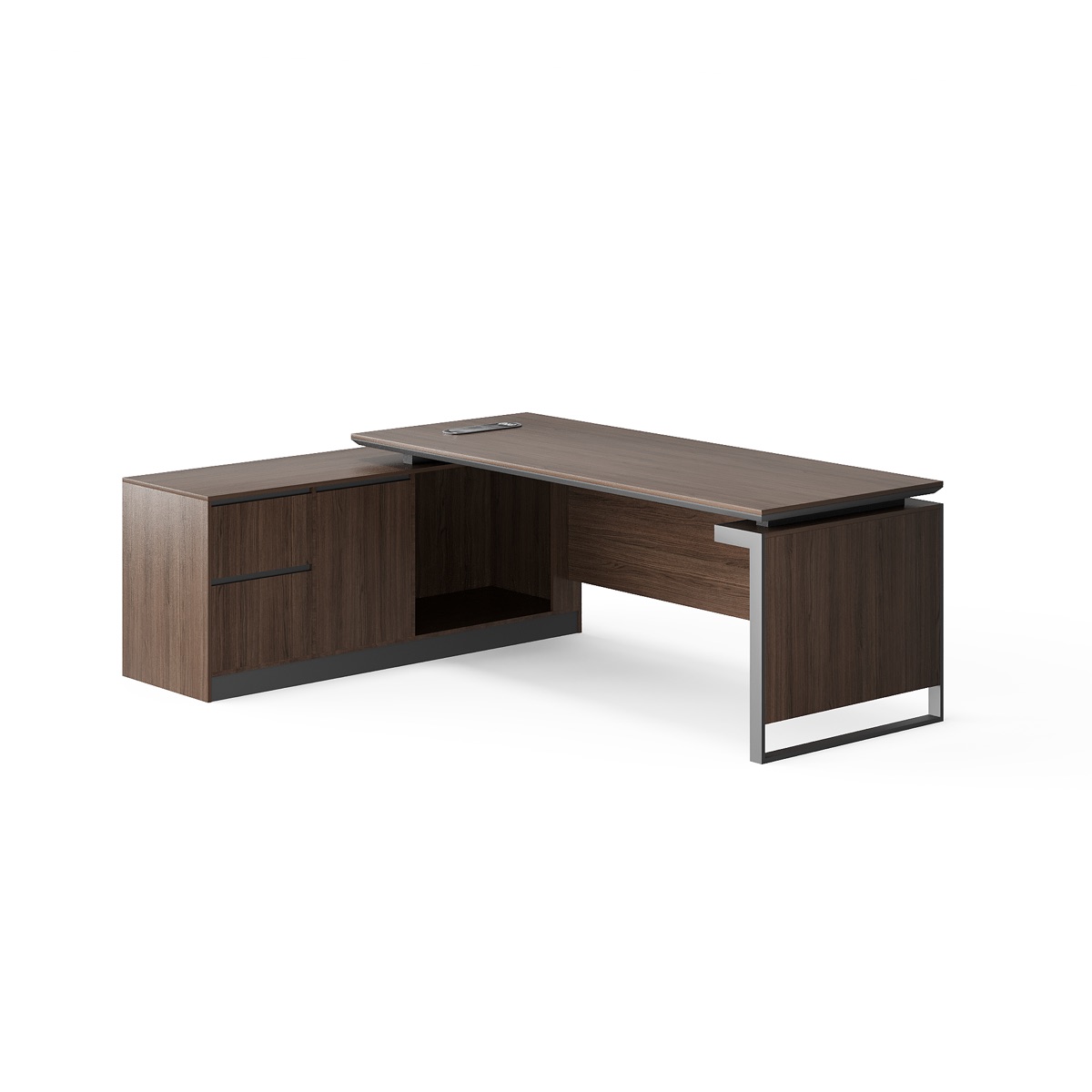 Meja Direktur L-Shape + Kabinet Return — BG-2550L