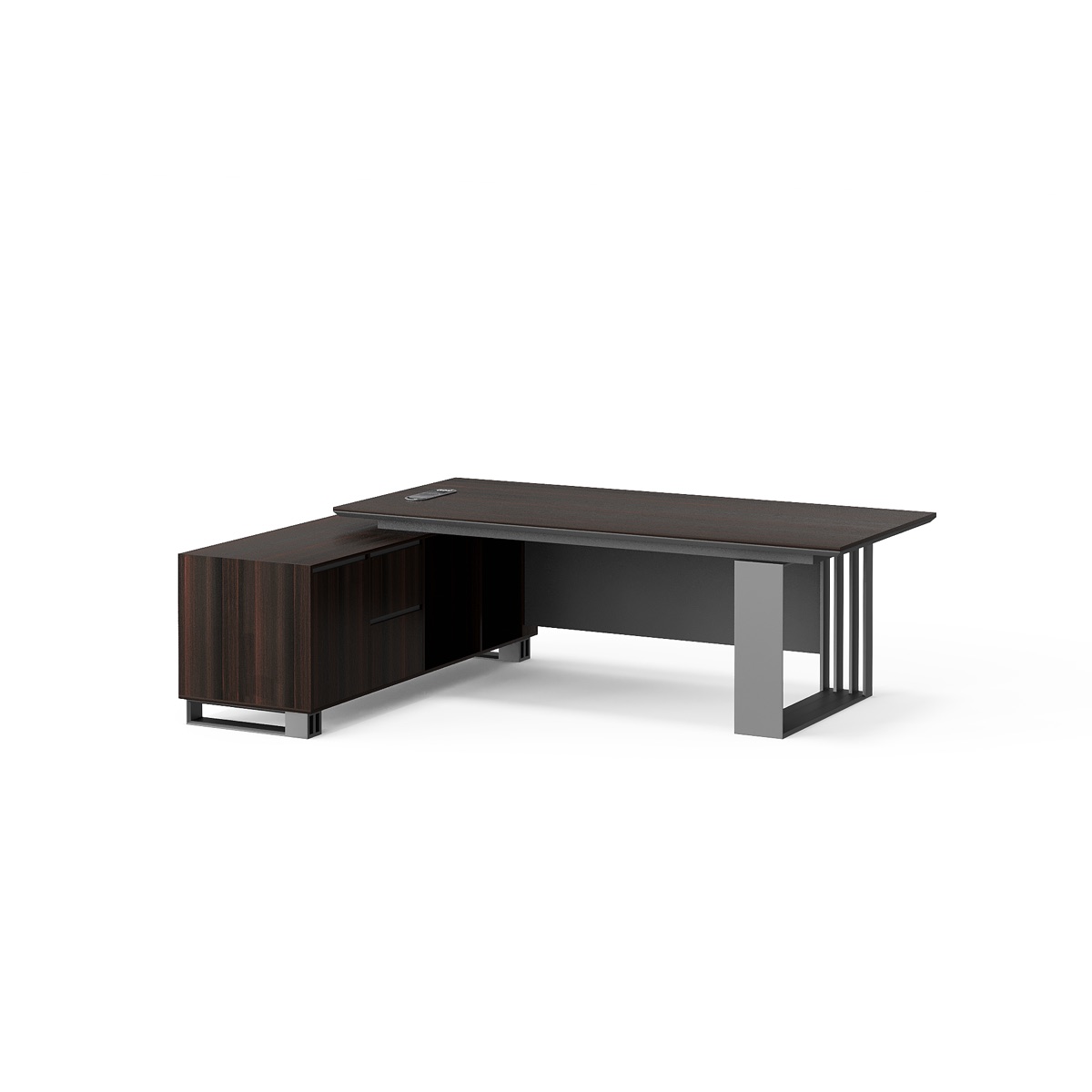 Meja Direktur L-Shape Kabinet Kayu Gelap — BG-2552F — Foshan China office furniture manufacturer