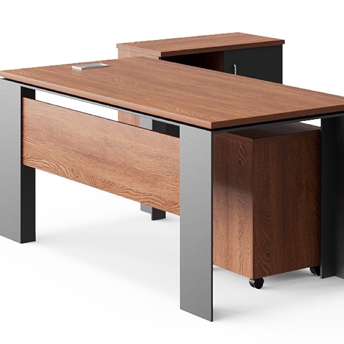 Wood L-Shape Executive Desk + Under-Drawers — feature detail 1
