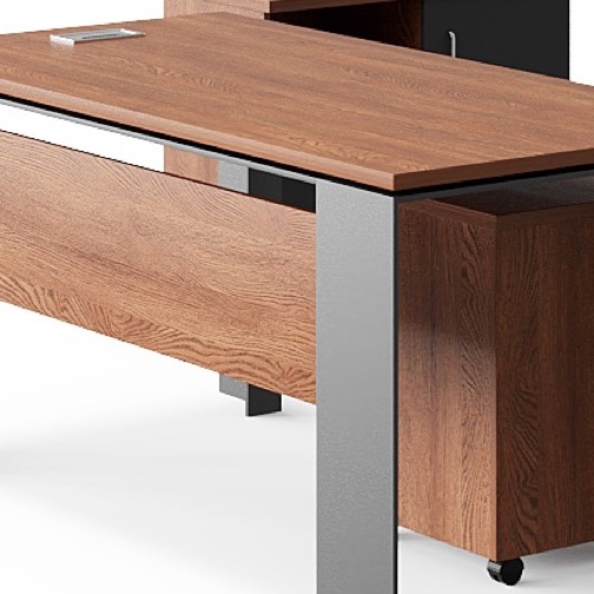 Wood L-Shape Executive Desk + Under-Drawers — feature detail 2