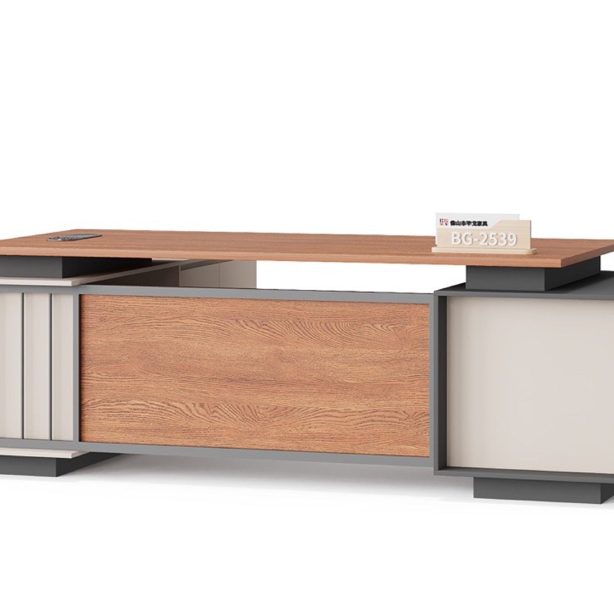Meja Direktur L-Shape Panel Anyaman — detail fitur 1