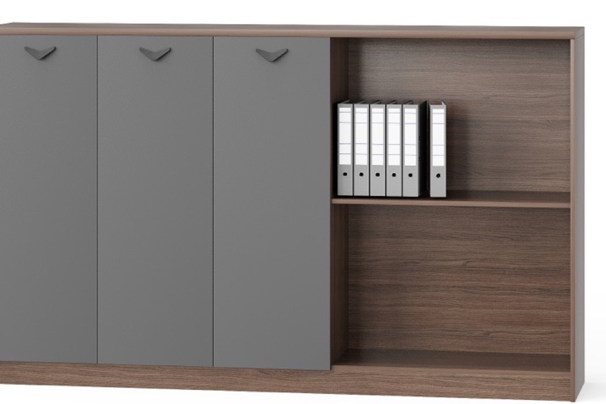 Kabinet Arsip 3 Pintu + Rak Buku Terbuka — detail fitur 1