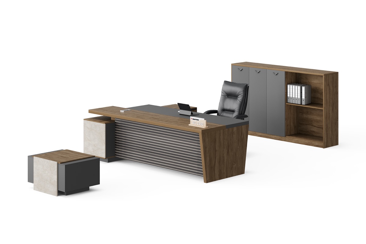 Set Meja Eksekutif L-Shape + Kabinet — detail fitur 1