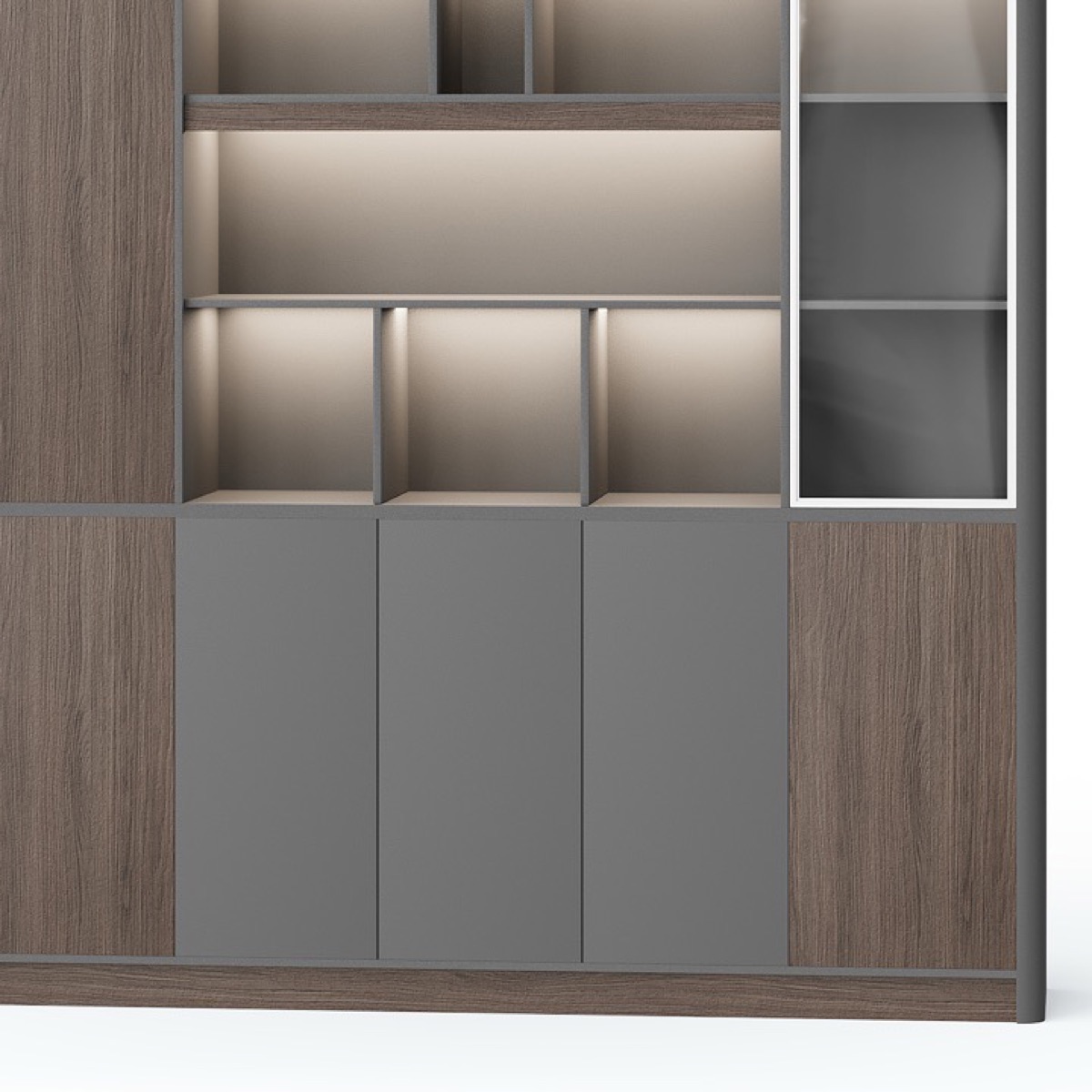 Kabinet Arsip Display LED & Kaca Susu — detail fitur 1
