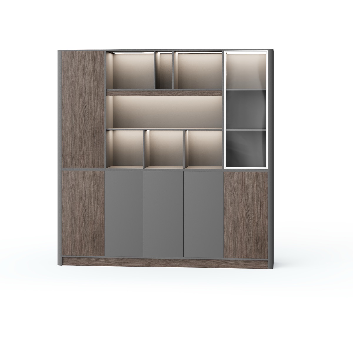 Kabinet Arsip Display LED & Kaca Susu — BG-2564B