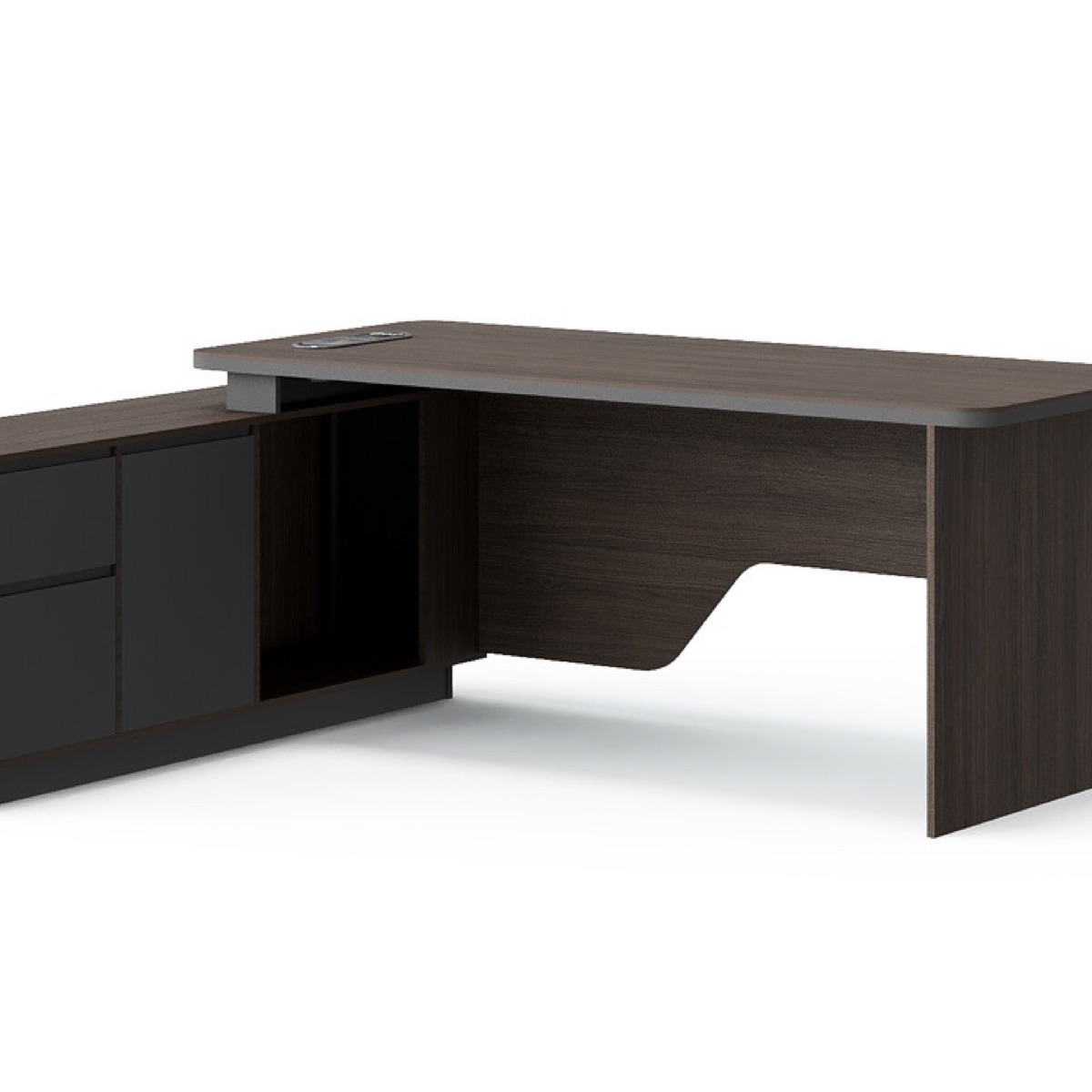 L-Shape Director Desk + Full Side Cabinet — feature detail 1