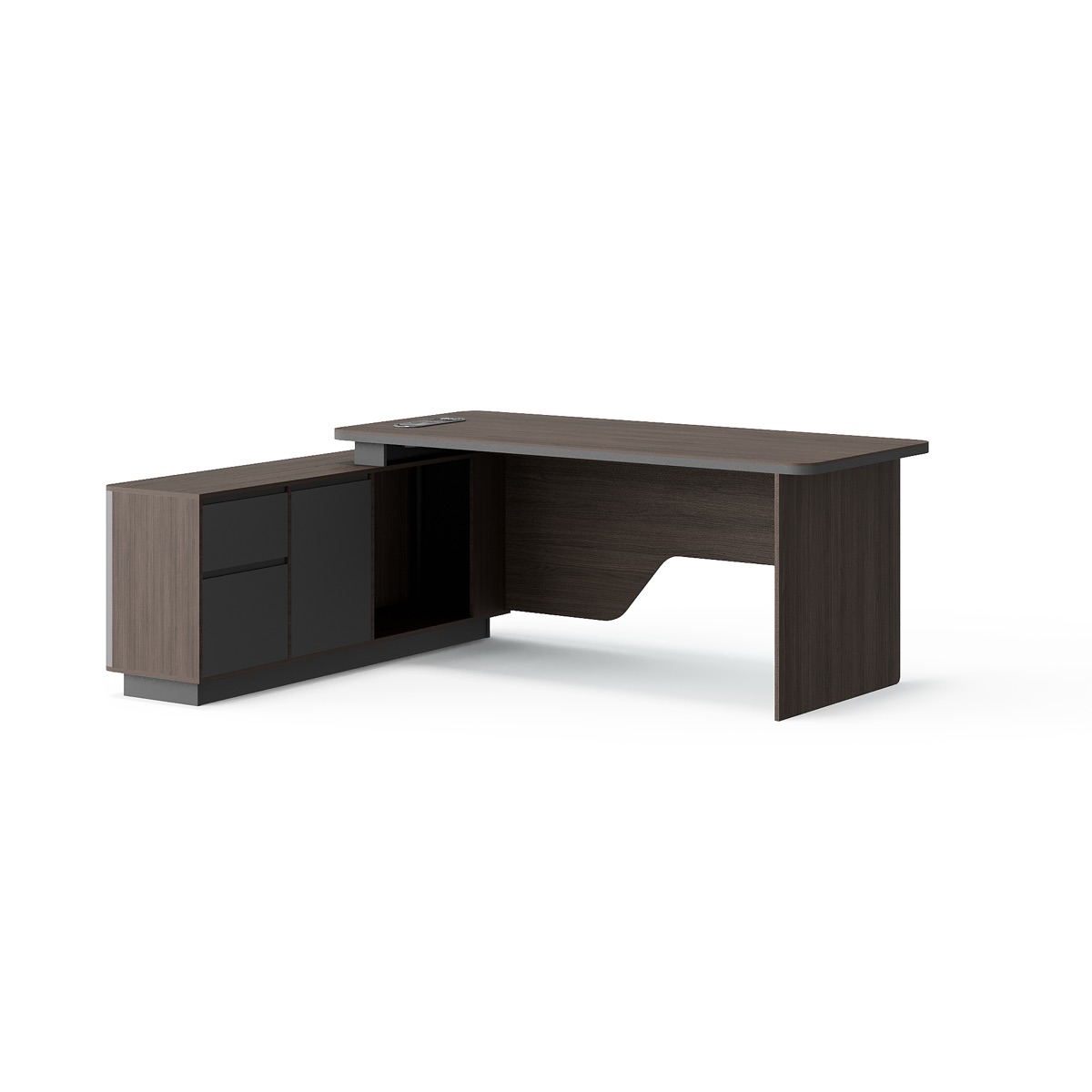 Meja Direktur L-Shape Kabinet Sisi Penuh — BG-2564L