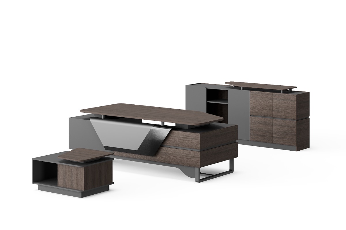 Meja Direktur L-Shape + Meja Kopi — BG-2565