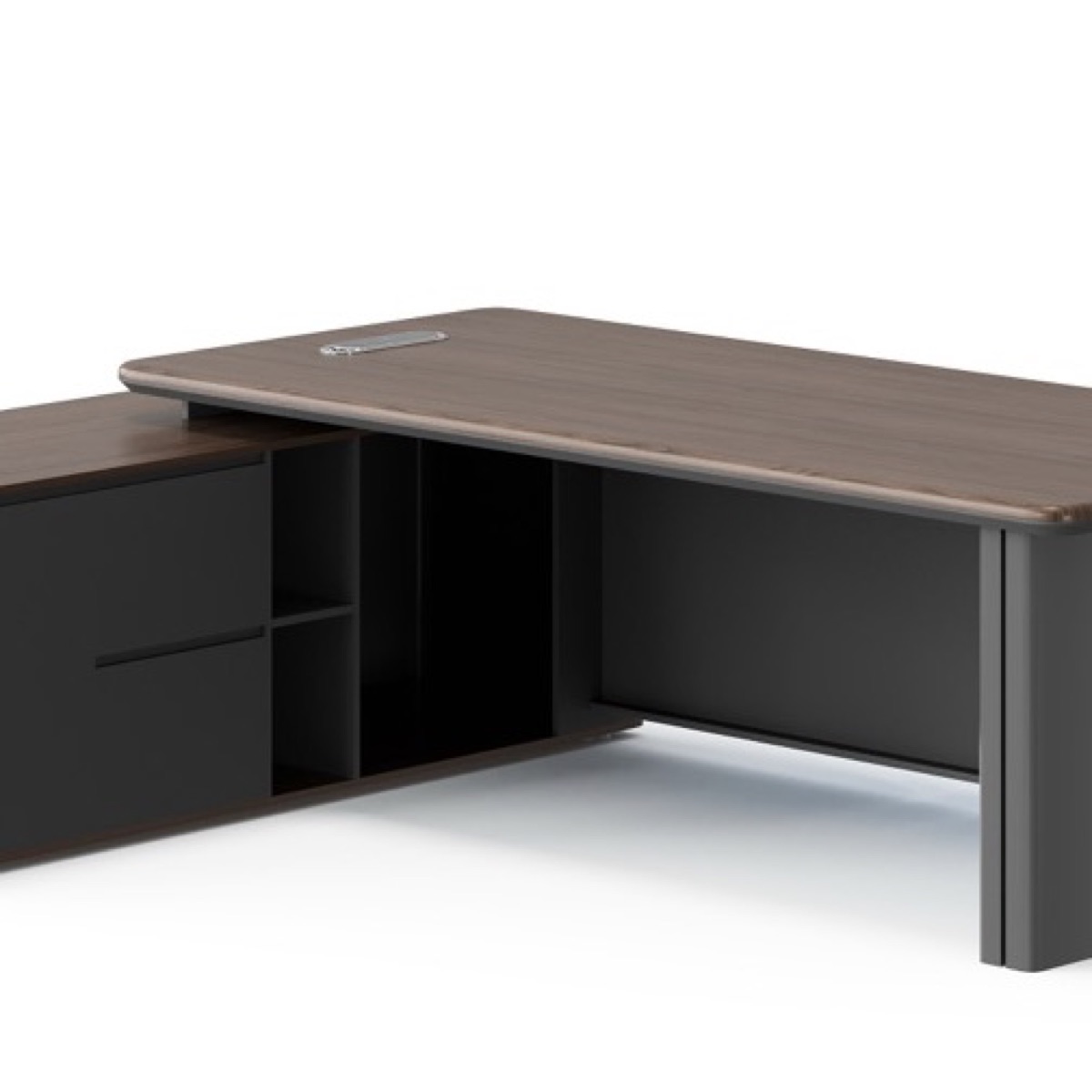 L-Shape Director Desk Dual Pedestal — feature detail 2