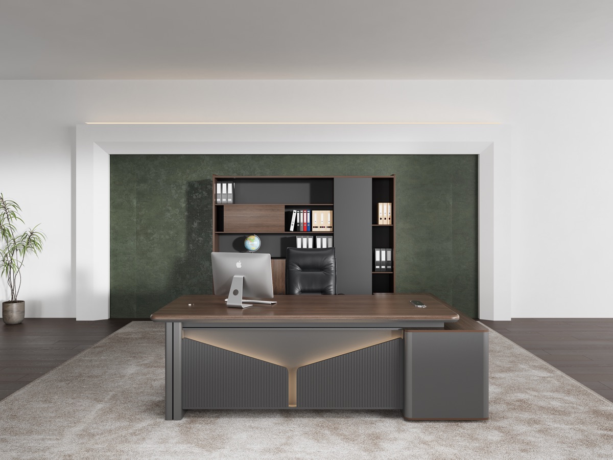 2400 mm L-Shape Director Desk + Cabinet — feature detail 1
