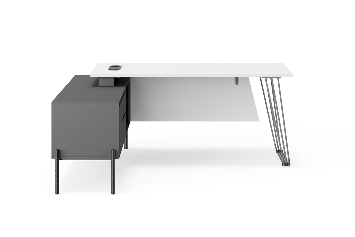 White L-Shape Executive Desk — feature detail 2