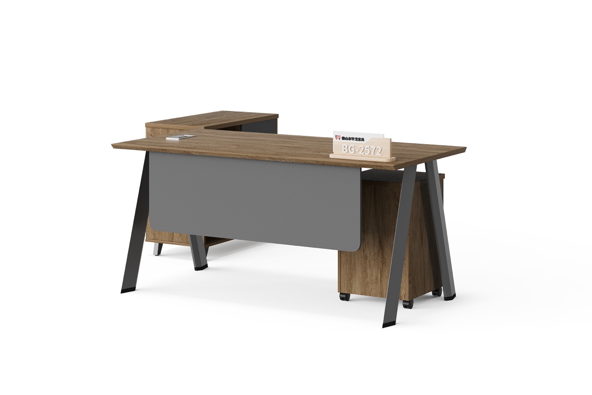 Meja Manajer L-Shape + Side Cabinet — BG-2572