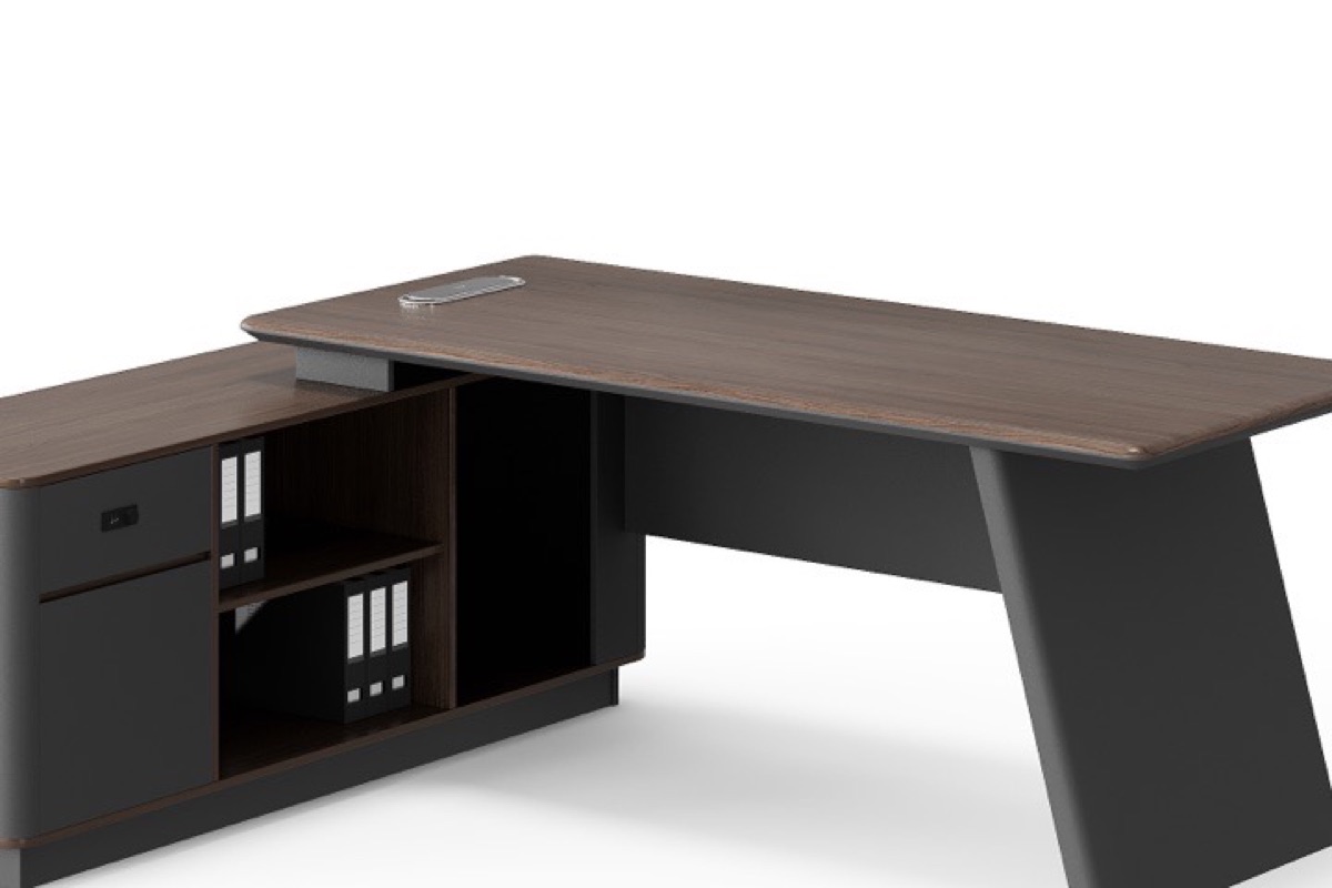 Asymmetric Director Desk with Hutch — feature detail 1