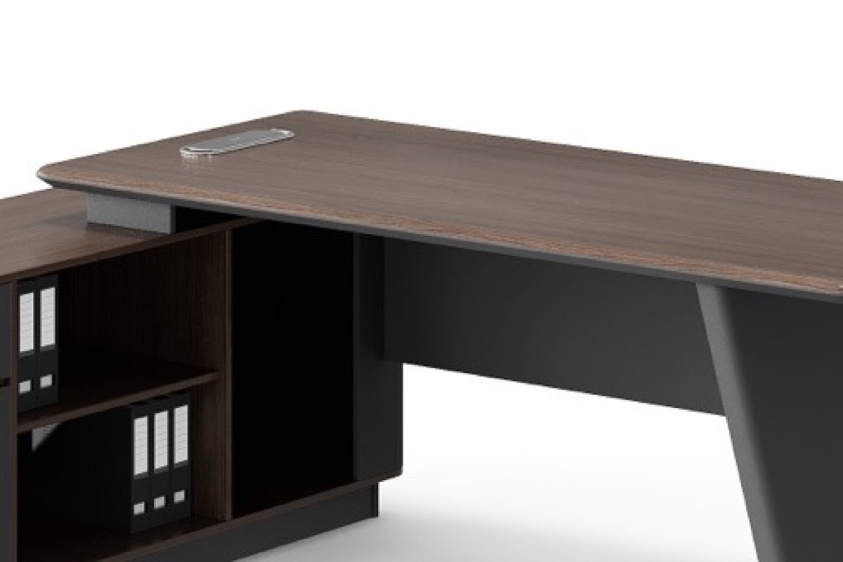 Asymmetric Director Desk with Hutch — feature detail 2