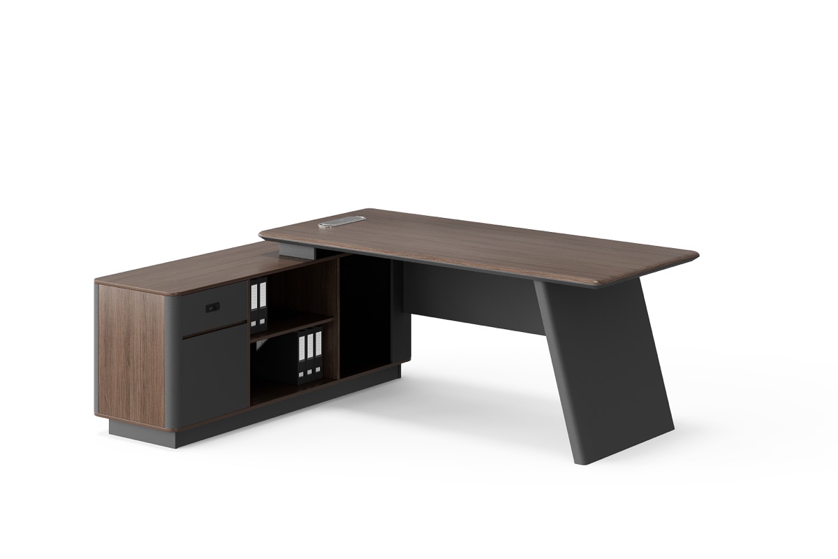 Meja Direktur Asimetris dengan Hutch — BG-2577