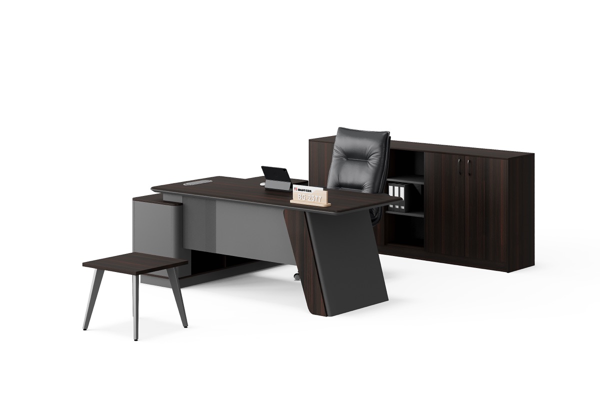 Meja Direktur L-Shape + Kabinet Laci — BG-2577A