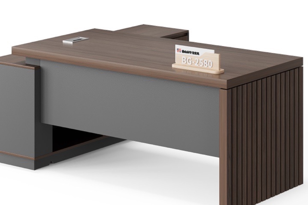 L-Shape Director Desk Slat Panel — feature detail 1