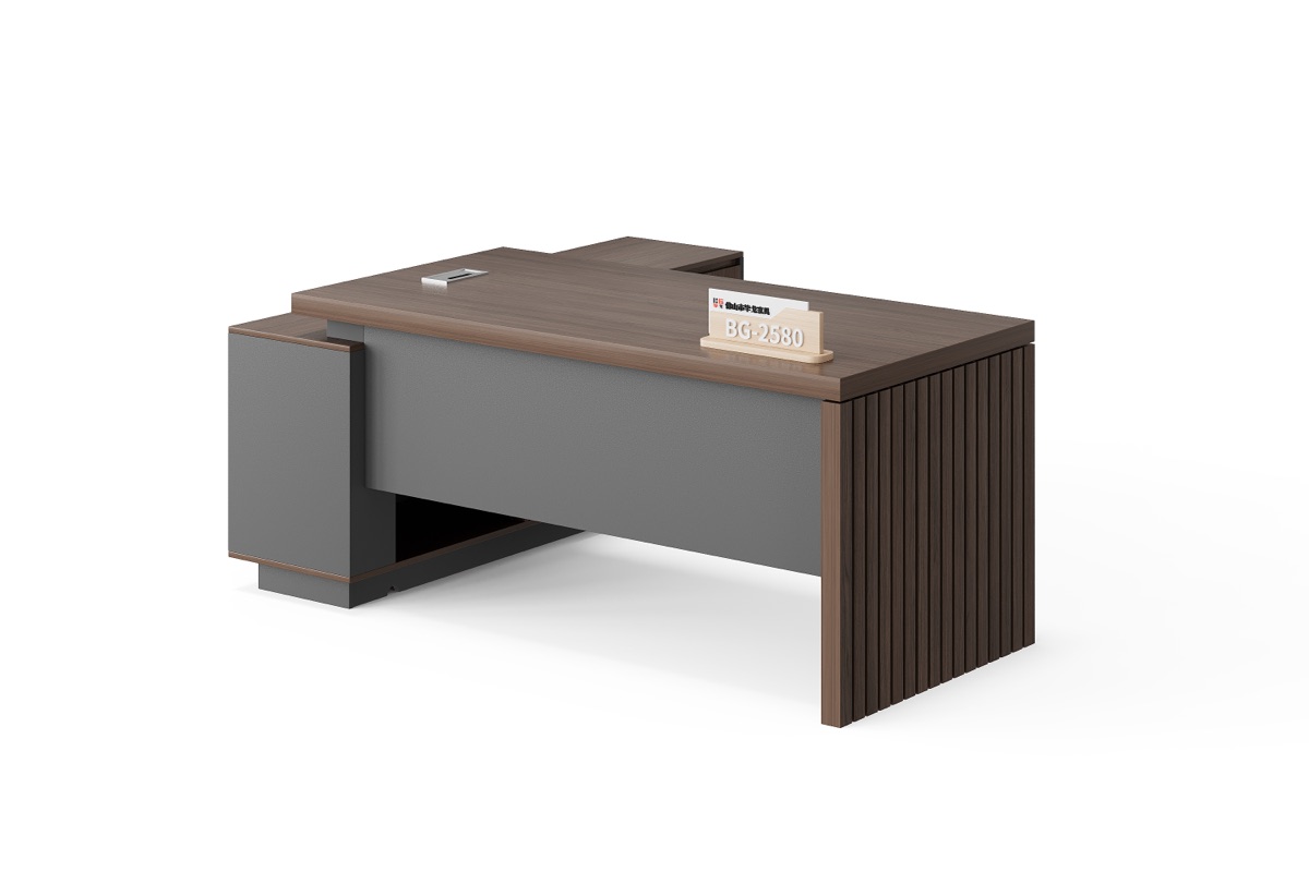 Meja Direktur L-Shape Slat — BG-2580L